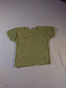 K.C. Parker Girls Short Sleeve Cotton Sweater Lace Sleeves 10-12 Green - Picture 1 of 7