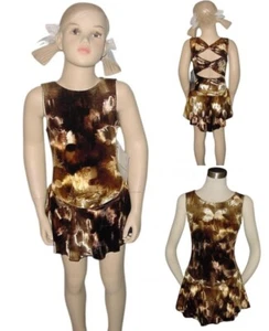 Motionwear Eis Eiskunstlauf Kleid Kind 6x7 Twist Back BRAUN Tanzkostüm Neu - Bild 1 von 8