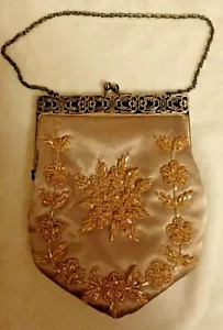 Vintage HAND BEADED Evening Bag Light Brown - Bild 1 von 12