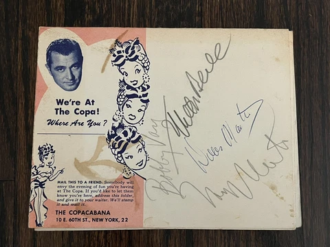 Dean Martin Signed Copacabana Mailer Tony Martin Milton Berle Bobby Van Copa Cover