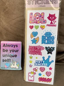 JUSTICE PAD “ALWAYS BE YOUR UNIQUE SELF” & STICKERS PRINCESS/LOL/YOLO/BFF & MORE - Picture 1 of 1