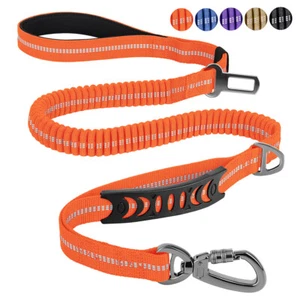Reflective Bungee Dog Lead Stretchy No Pull No Shock Walking Leash Dural Handles - Picture 1 of 43