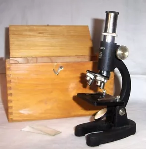 Microscopio vintage y estuche de madera original, Micronta 75x 150x 300x 500x - Imagen 1 de 23