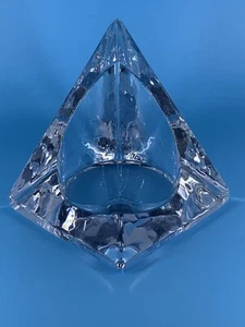 Vtg Nybro Sweden Volcano Crystal Ice Glass Candle Holder Scandinavian Art Glass - Picture 1 of 8