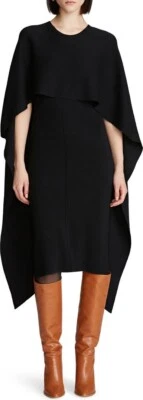 Halston Amal Bodycon Cape Sweater Midi Dress Black Sz XL - Image 1 of 4
