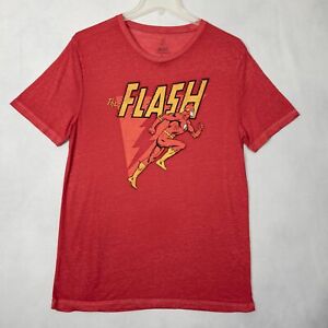 DC Comics The Flash T Shirt Burnout Spell Out Graphic Red Mens Size Large L