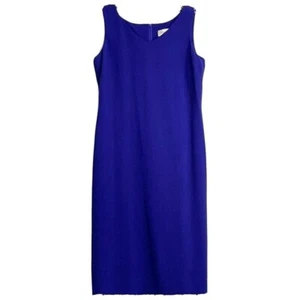 Studio I Sheath Dress Cobalt Blue Sleeveless Career Cocktail Party 12 Women - Picture 1 of 13
