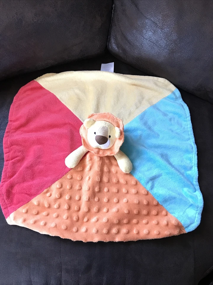 Manta de seguridad a rayas Koala Baby Lion naranja verde amarillo Lovey Minky Dot Foto 1 de 4