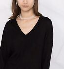 Zadig&Voltaire Sweater Womens Black V-Neck Jumper Long Sleeve Holey Plucked