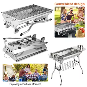 Charcoal Rack with Storage Basket Charcoal BBQ Grill for Outdoor Camping Picnic - Picture 1 of 11