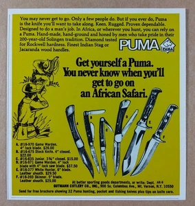 1972 Puma Coltelli Game Warden Stock Junior White Hunter Skinner Stampa Vintage Pubblicità - Foto 1 di 1