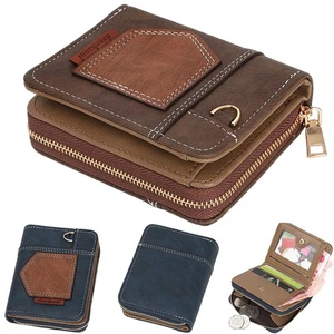 Cartera pequeña compacta de cuero plegable para hombre Cartera Estuche para tarjetas Cartera de moda EE. UU. - Imagen 1 de 14