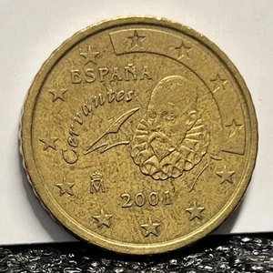 2001 Spain M **50 Euro Cents** KM# 1045~Spanish writer Miquel de Cervantes~L@@K - Picture 1 of 2