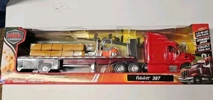 NEW Long Hauler Trucker Peterbilt 387 Truck Trailer NewRay Red 1/32 Diecast - Picture 1 of 11