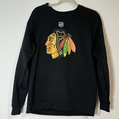 Adidas NHL Chicago Blackhawks Sudadera Cuello Redondo Negra Hombre’s Pullover Grande Foto 1 de 4