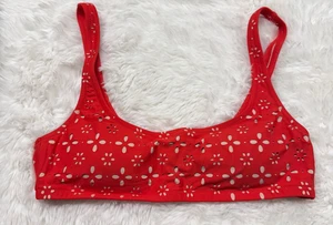 J. Top de bikini Crew para mujer talla mediana M traje de baño ojales rojo corte láser, 2895 - Imagen 1 de 7