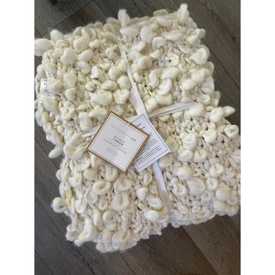 New Pottery Barn Teen Boucle Ivory Throw Blanket 50" x 60" - Image 1 of 4