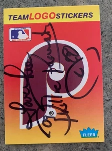 PEGATINA PHILLIE PHANATIC FIRMADA PHILLIES FLEER #3 DAVID RAYMOND "ORIGINAL" - Imagen 1 de 1
