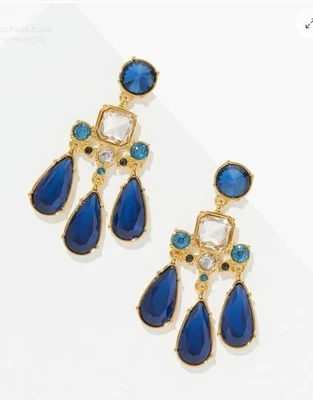 Nuevos Pendientes Colgantes Talbots Azul Abeto Tono Dorado Resplandeciente Cojín Poste Stud Foto 1 de 2