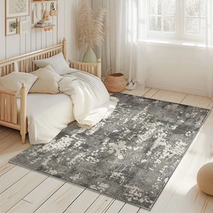 Modern Abstract Area Rug Shiny Vibrant High Low Pile Rug Living Room - Picture 1 of 18