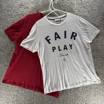 Lacoste Shirts Lot of 2 Mens Extra Large Red White Cotton Fair Play Crew Neck - Image 1 of 4