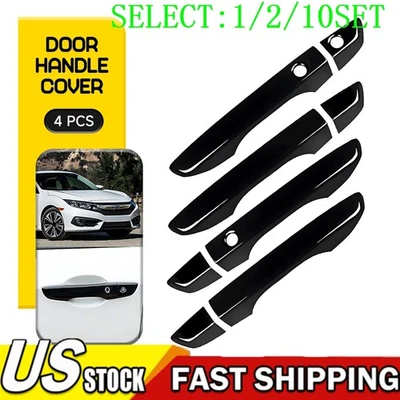 PRETO BRILHANTE 4 capas de maçaneta de porta COM Smartkey frontal para 16-21 Honda Civic 1~10X - Imagem 1 de 4