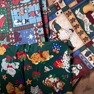 Christmas Applique Fabric Panel Lot 3 Patchwork VIP Cranston Kesslers Beck CUT - Picture 1 of 17