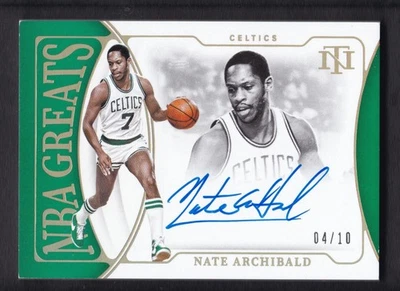 2021-22 NATE ARCHIBALD 04/10 AUTO PANINI NATIONAL TREASURES NBA GREATS - Image 1 of 2