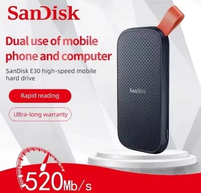 SanDisk hard disk mobile SSD E30 1TB 480GB 520M USB 3.1 HD 2TB - Image 1 of 4