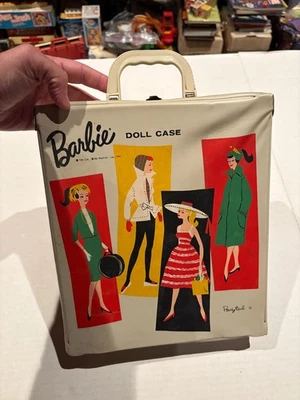 VINTAGE 1965 White Vinyl BARBIE DOLL CASE Trunk Mattel - Image 1 of 3