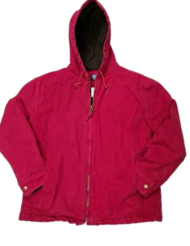 Polar King By Key 短款常规红色连帽帆布鸭涤纶衬里外套 — 第 1/4 张图片