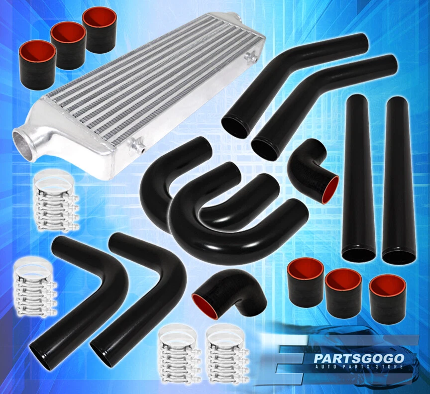 8 Piece Piping Kit + Turbo Fmic Front Mount Intercooler +Silicone Coupler Black - Image 1 of 1