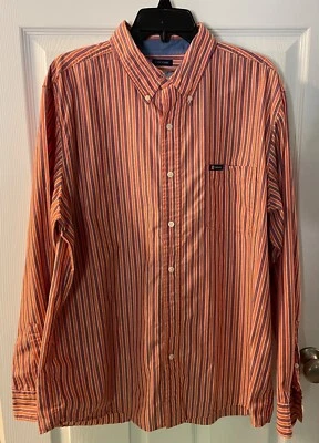Camisa Chaps Ralph Lauren Clásica Naranja Rayas Para Hombres Abotonada XL Extra Grande Foto 1 de 4