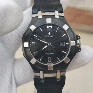 Concord Saratoga Quartz Black Dial Swiss Men's Watch - Picture 1 of 17