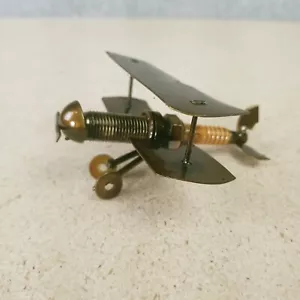 Bi-plane Recycled Metal Folk Art Hand Made Spark Plug Mexico Tlaquepaque NEW - Picture 1 of 11