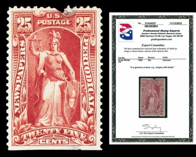 Scott PR106 1895 25c Newspaper Issue Mint VF OG H Cat $750 with PSE CERT - Image 1 of 2