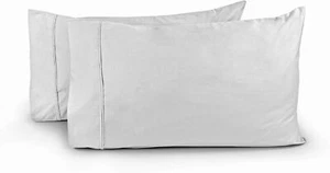 100% Cotton Percale Pillowcases King Size Pillow Case Set of 2, Crisp and Coolin - Picture 1 of 6