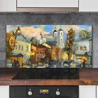 Oil Painting City Buildings Kitchen Printed Splashback Toughened Glass 120x60 
