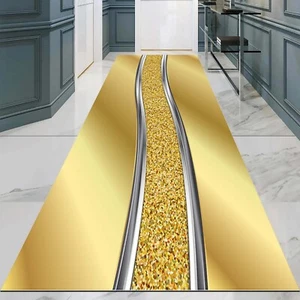 Gold Runner Rug, Luxury Hall Mat, Glam Corridor Rug, Shiny Gold  Carpet - Picture 1 of 12