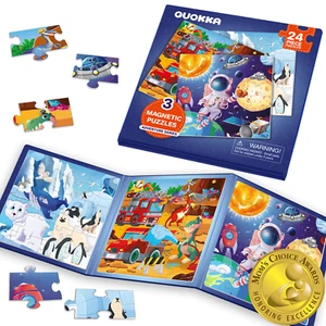 QUOKKA 24 Pieces Magnetic Travel Puzzles for Toddlers 3-5 | Space, Dinos & Polar - Picture 1 of 8