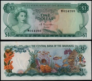 BAHAMAS 1 DOLLAR (P35a) L.1974 QEII PREFIX W UNC - Picture 1 of 1