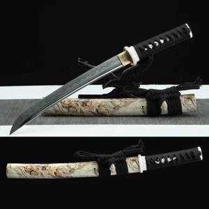 silver Tanto Sword Handmade Clay Tempered 1095 T10 Steel Japanese Katana Samurai - Picture 1 of 9