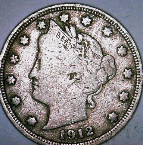 1912 V Nickel Great Coin VG Cover