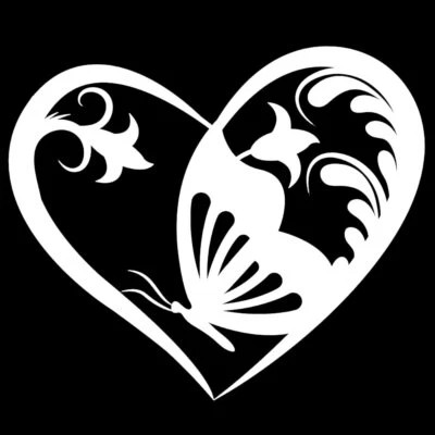 Floral Butterfly Heart TWO Pack 5" Vinyl Decal Car Window Tablet Laptop Tumbler - Image 1 of 4