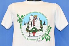 vtg 80s PEANUTS SNOOPY WOODSTOCK CHRISTMAS WREATH SNOWY HOLIDAY t-shirt SMALL S