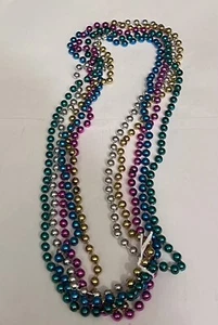 6 Pack Assorted Colors (Purple, Blue, Green, Gold,Silver,Pink) Mardi Gras Beads - Picture 1 of 1