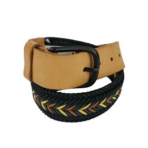 LEVI'S MADE & CRAFTED Braided Woven Leather Belt MADE IN ITALY Size 80cm