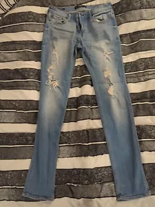 Hollister Men's Denim Jeans Stacked Skinny Advanced Stretch Light Blue Destroyed - Picture 1 of 6