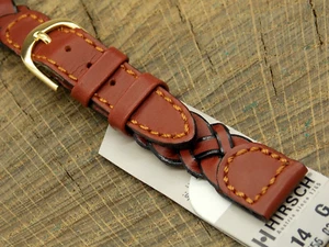Hirsch NOS Unused Vintage Braided Leather w Gold Tone Buckle 14mm Watch Band - Picture 1 of 5