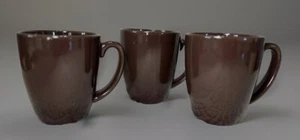 Corelle Livingware Stoneware Coffee Mug Solid Dark Brown Tea Cup 11 oz Set of 3 - Picture 1 of 9